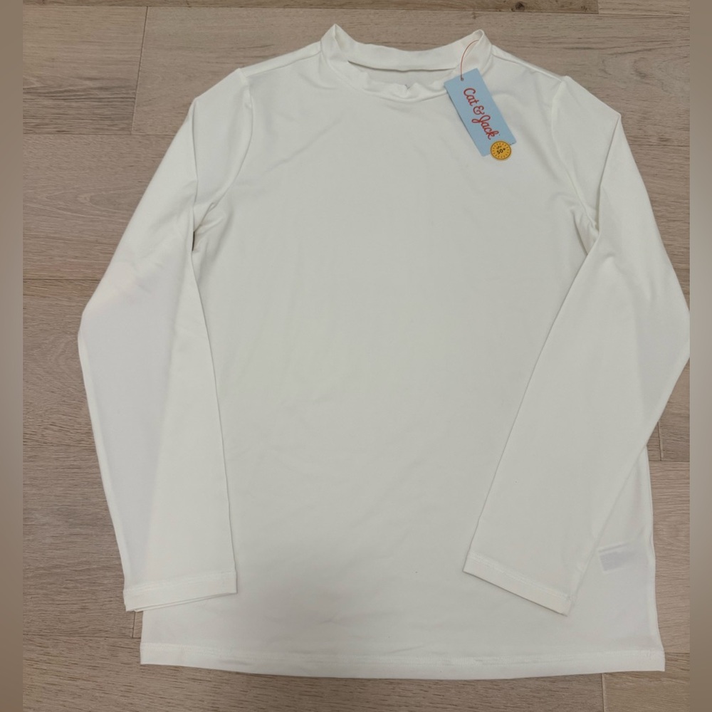 Cat & Jack White Long Sleeve Swim Rashguard Size XL 14 Husky
